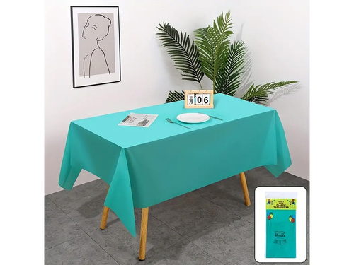 Turquoise foil tablecloth - 137 x 274 cm - 1 pc.