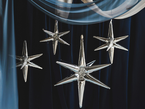 Balon foliowy Gwiazda srebrna 3D - 105 cm - 1 szt.