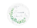 Holy Communion foil balloon with eucalyptus - 45 cm - 1 pc.