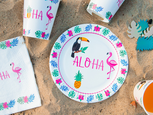 Talerzyki papierowe Aloha Party - 18 cm - 6 szt.