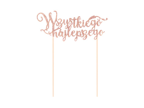 Topper Wszystkiego najlepszego glitter rose gold - 1 pcs