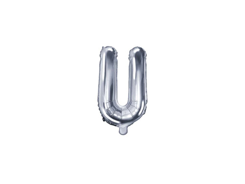 Foil balloon letter "U" silver - 35 cm