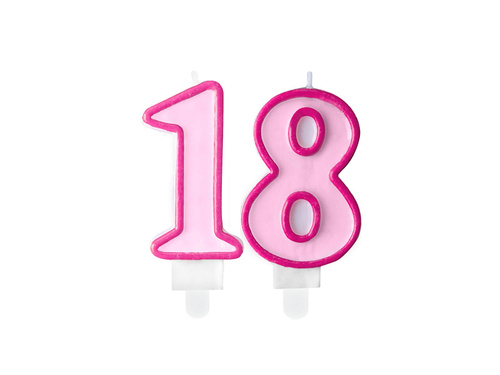 18th Birthday Pink Candle - 7 cm - 2 pcs