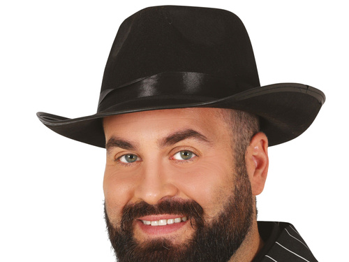 Black gangster hat with ribbon - 1 pc