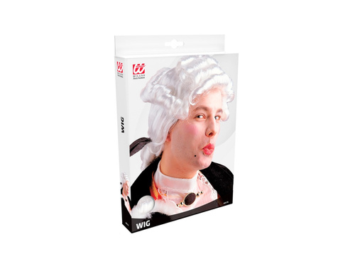 Peruka Casanovy, kręcona biała