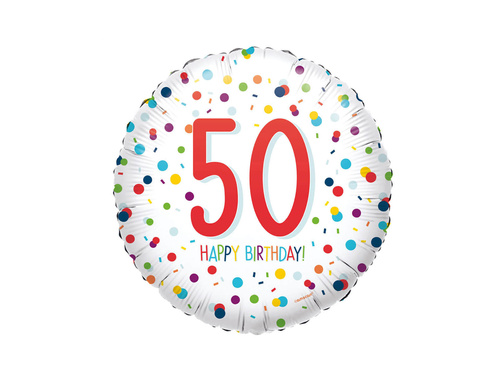 Foil balloon Fifty Confetti - 50th - 43 cm