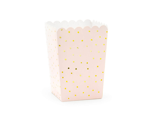 Light pink popcorn boxes with gold dots - 6 pcs.