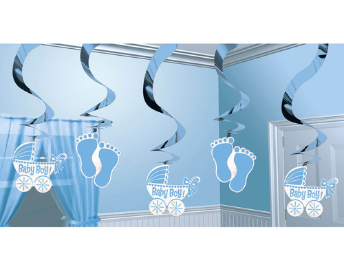 Hanging decorations swirls for Baby Shower - 61 cm - 5 pcs.