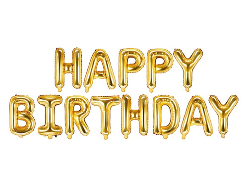 Happy Birthday 340x35 cm gold foil balloon.