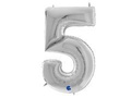 Number 5 silver Foil Balloon - 163 cm - 1 pc