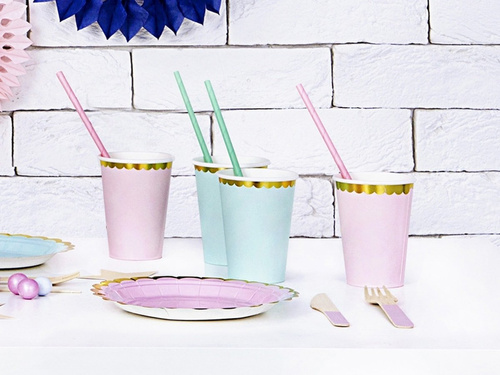 Mint cups with gold rim - 220 ml - 6 pcs.