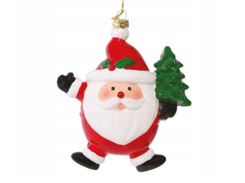 Bombka choinkowa Mikołaj z choinką - 12 cm - 1 szt.