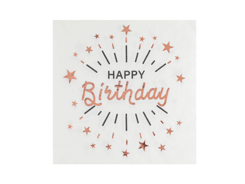 Happy Birthday napkins white - 33 cm - 10 pcs.