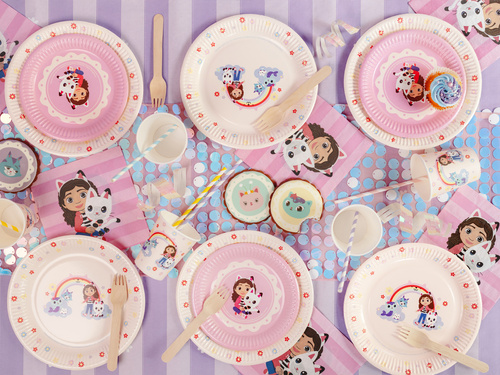 Talerzyki papierowe na urodziny Koci domek Gabi - 23 cm - 6 szt.