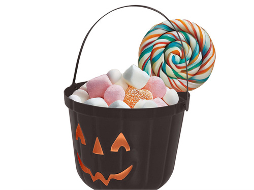 Wiaderko czarne z dynią na Halloween - 20 cm - 1 szt.