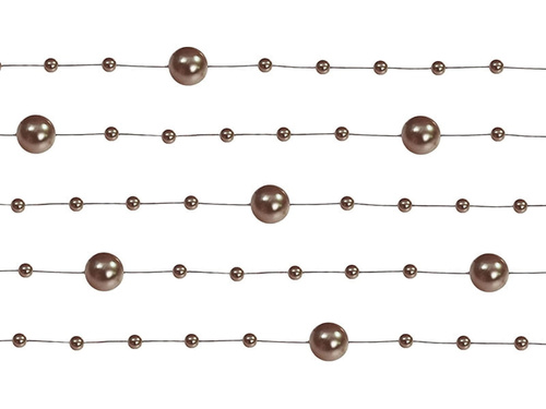 Brown pearl garland - 1,3 m - 5 pcs.