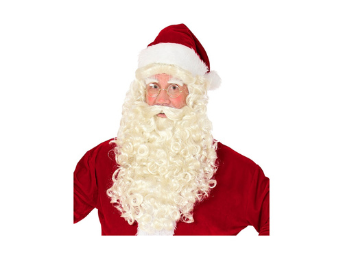 Peruka Mikołaja i Świętego Mikołaja z brodą, wąsami i brwiami