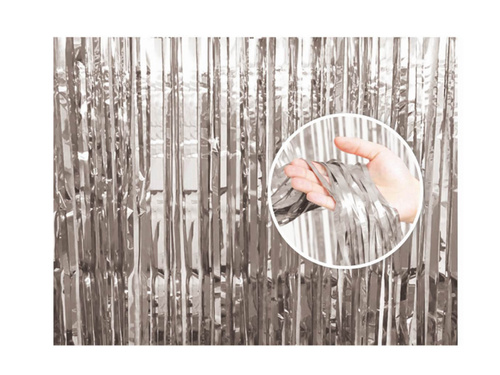 Curtain - silver metallic door curtain - 90 cm x 240 cm