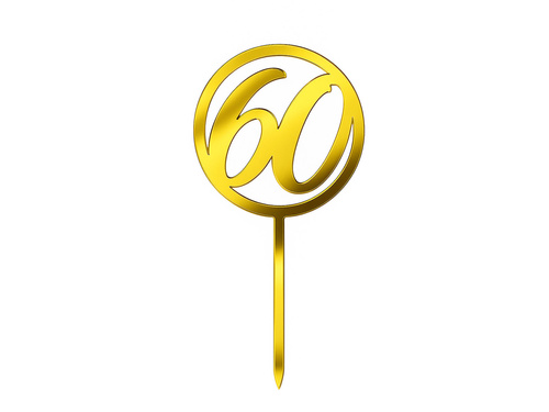 Gold mirrored plexiglass topper for 60th birthday cake