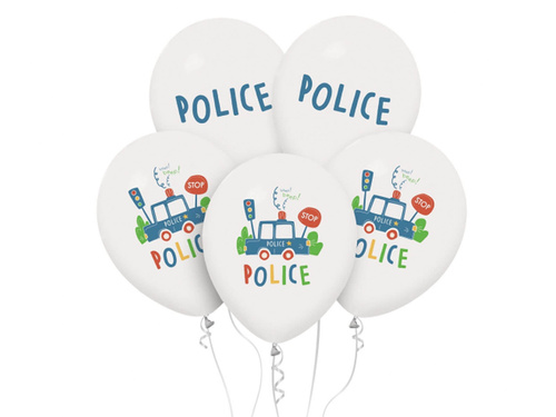 Balony lateksowe Police Policja - 30 cm - 5 szt.