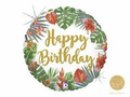 Balon foliowy Happy Birthday Tropikalne Liście - 46 cm - 1 szt