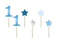Pickups for a birthday party Stars blue - 7 cm - 6 pcs.