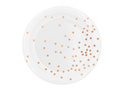 Talerzyki papierowe białe w różowo złote kropki - 23 cm - 6 szt.