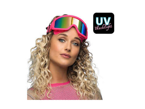 Imprezowe gogle narciarskie neonowe różowe