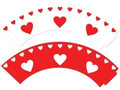 Cupcake liners with Valentine hearts - 6 pcs.