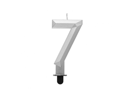 Silver diamond number candle - 7 - seven