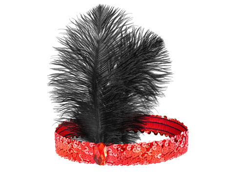 Opaska z piórem Retro czerwona - 1 szt.