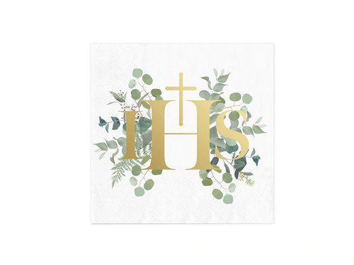 IHS communion napkins with eucalyptus - 33 cm - 10 pcs.