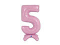 Balon foliowy stojący cyfra 5 pastelowa różowa - 64 cm - 1 szt.