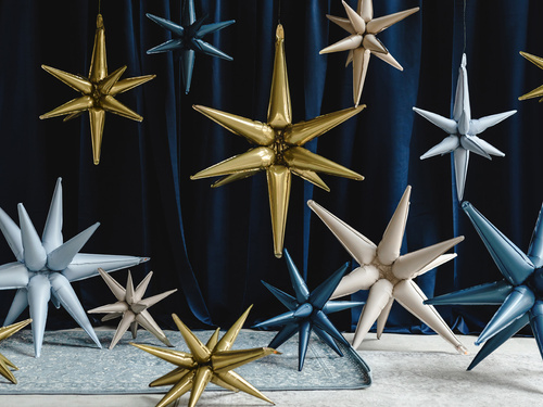 Balon foliowy Gwiazda złota 3D - 70 cm - 1 szt.