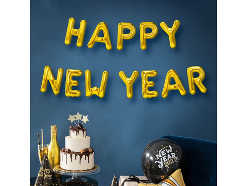 Foil balloon sign Happy New Year gold - 40 cm high