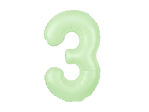 Number 3 Pistachio Foil Balloon - 100 cm - 1 pc