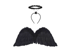 Wings of an angel black with a halo - 80 x 30 cm - 1 pcs.