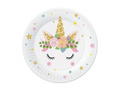 Talerzyki papierowe urodzinowe Kwiatowy Jednorożec - 18 cm - 6 szt.