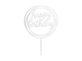 Happy Birthday silver cake topper - 1 pc.