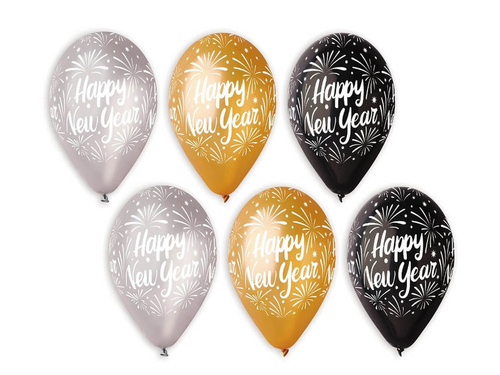 Happy New Year latex balloons - 30 cm - 25 pcs.