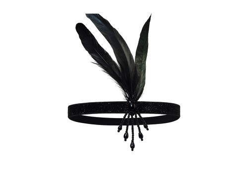 Opaska z piórami Retro czarna - 1 szt.