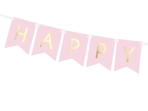 Pink banner with the inscription Happy Birthday - 175 cm - 1 pcs.