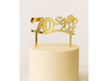 Gold mirrored plexiglass topper for 70th birthday cake