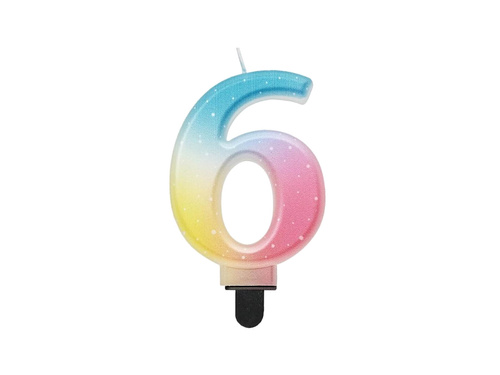 Pastel ombre number candle - 6 - six