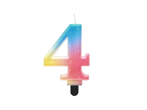 Pastel ombre number candle - 4 - four