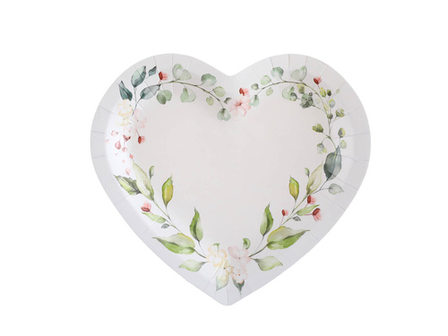 Paper plates Hearts with leaves - 22,5 cm - 10 pcs.