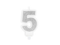 Number candle with glitter - 5 - 1 piece.