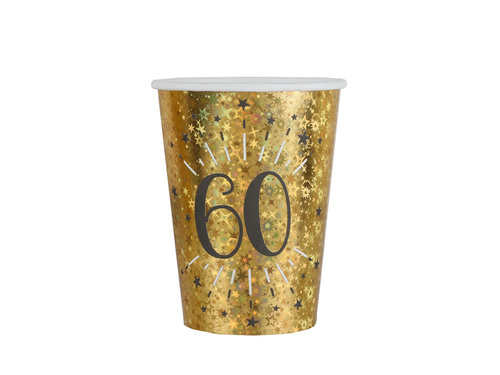 Kubeczki papierowe na sześćdziesiąte urodziny 60 Sparkling - 250 ml - 10 szt.