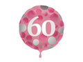 Balon foliowy na sześćdziesiątkę różowy - 45 cm - 1 szt.