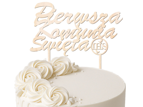 Wooden cake topper First Holy Communion - 1 pc.